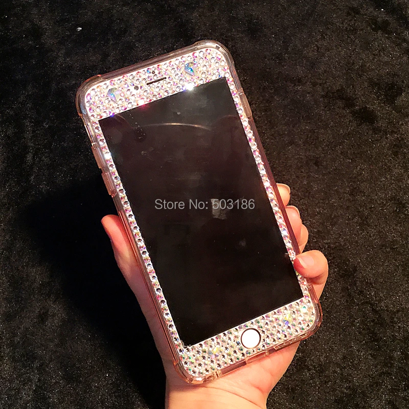 Противоударный силиконовый чехол для телефона со стразами защита экрана из