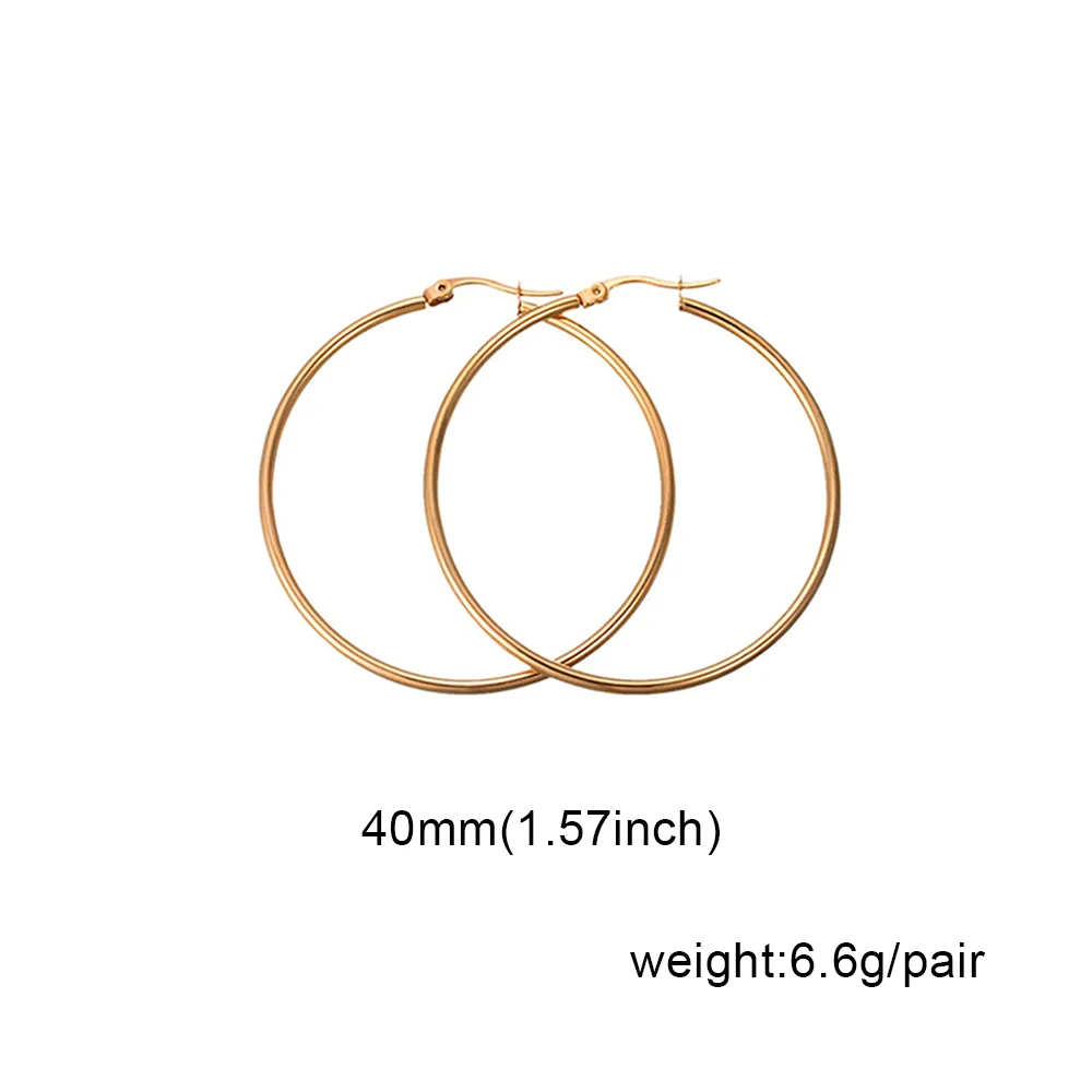 40mm gold Модные серебряные серьги-кольца из нержавеющей стали для женщин 10 мм 80 мм Большой Круг круглая петля креольские серьги ювелирные изделия Букле д 'ореиль - Окраска металла: 40mm gold