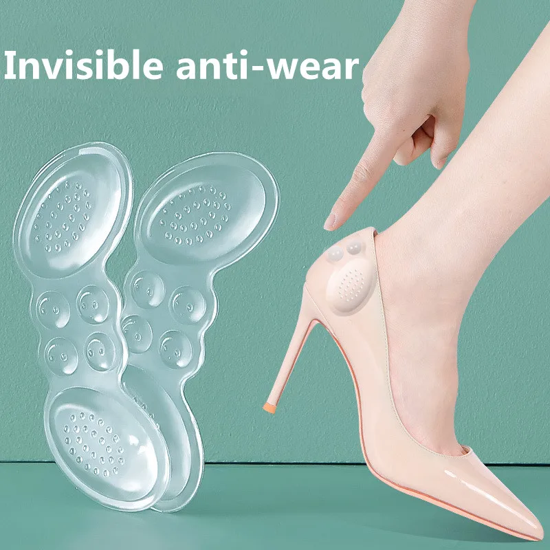 

2 Pair Heel Insoles Pain Relief Cushion Anti-Wear Transparent Accessories Heel Cushions Adhesive Patch Buffer And Anti-Wear Feet