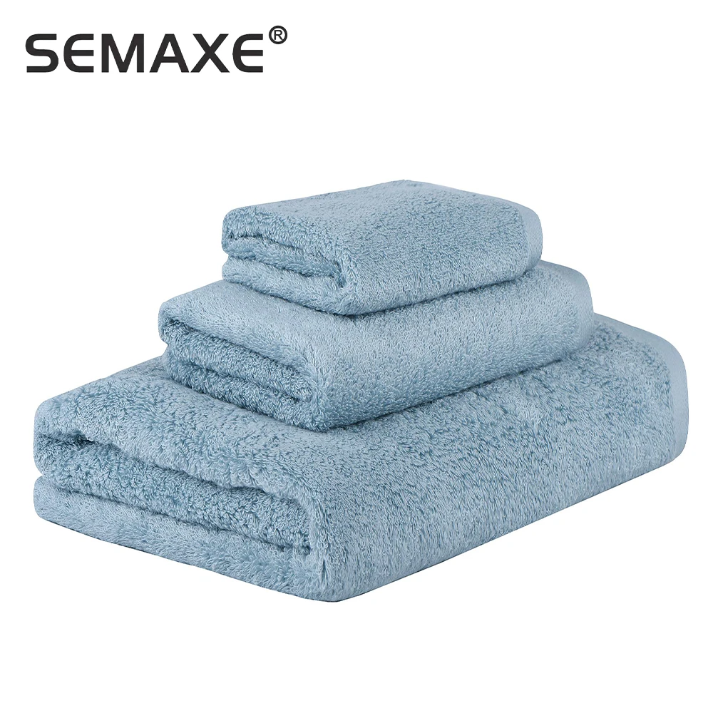 semaxe luxury 3 towel set for adults 100cottonhighly absorbentsafe and super soft hotel high quality bathroom set blue free global shipping