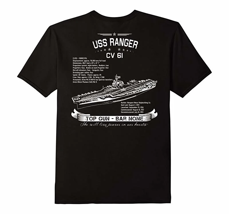 

Forrestal Class Aircraft Carrier USS Ranger CV-61 T-Shirt. Summer Cotton Short Sleeve O-Neck Mens T Shirt New S-3XL