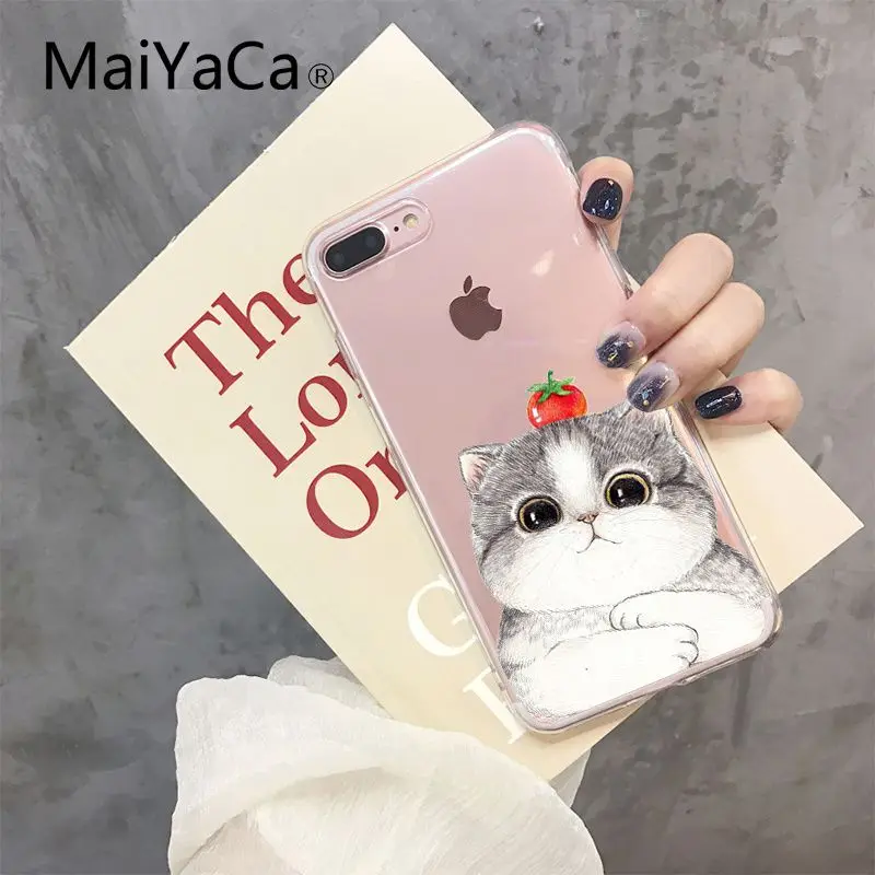 MaiYaCa милый кот котенок мягкая резина, термопластичный полиуретан чехол для телефона iPhone 5 5Sx 6 7 7plus 8 8Plus X XS MAX XR Fundas Capa