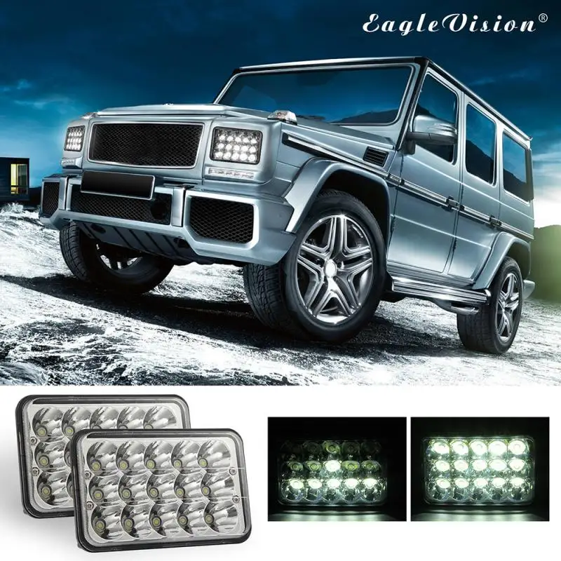 

4X6 LED Headlight Car Work Light Hi/Lo Beam Replace H4651 H4656 Bulb For KW Kenworth T600 W900 T800 Truck Peterbilt Offroad Lamp
