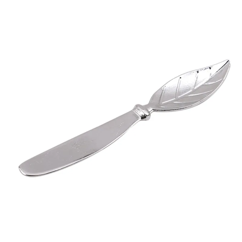 

Leaf Shape Butter Knife Cheese Tool Bread Handle Master Butter Tool Spreader Silver Plate Vintage Stainless Steel Silver ware