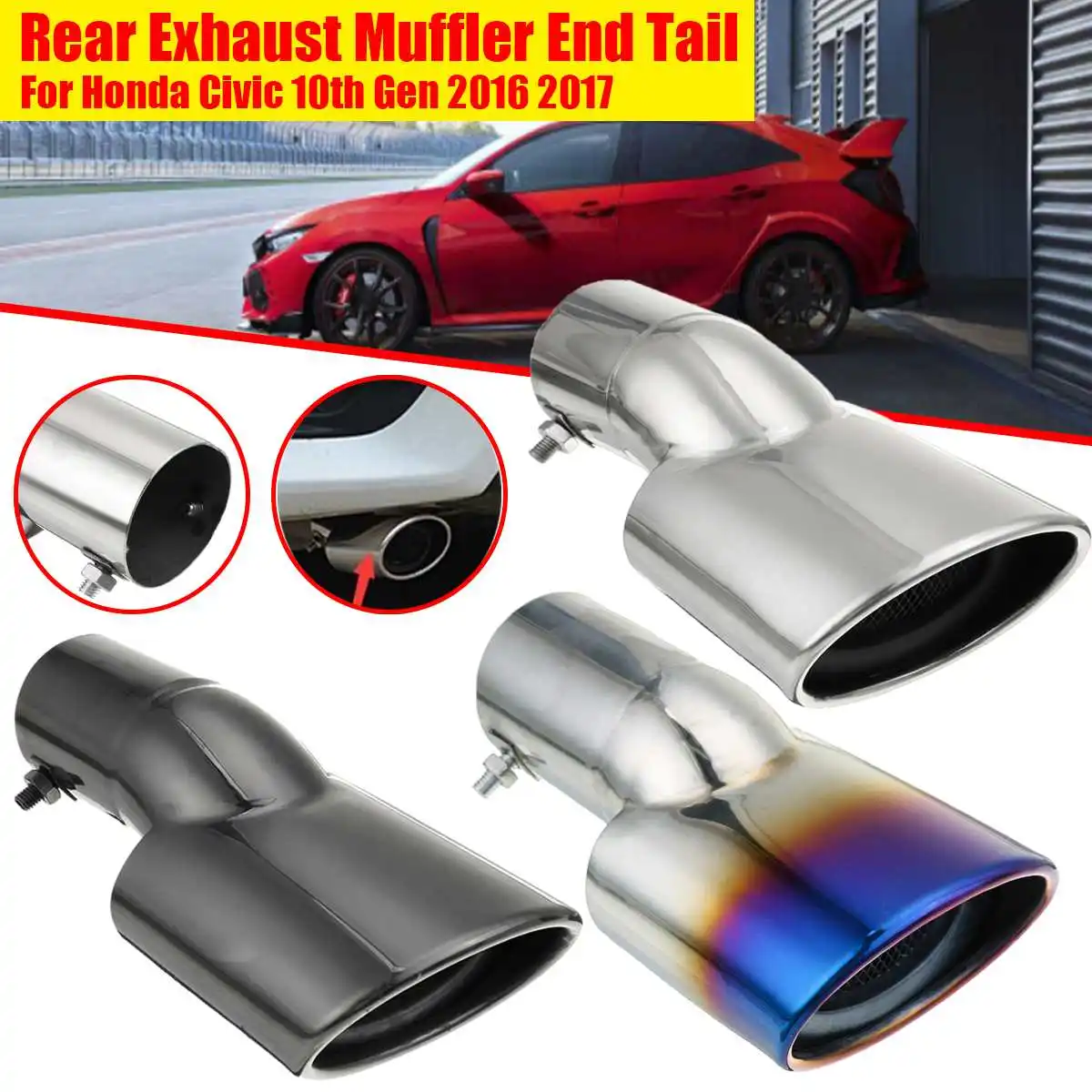 Нержавеющая сталь задний глушитель Конец выхлопной трубы наконечники для Honda Civic