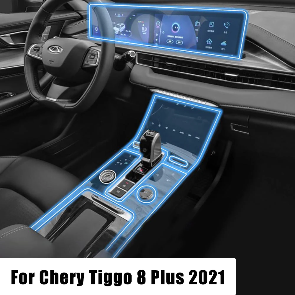 

For Chery Tiggo 8 Plus 2021 Car Center Console Navigation Screen Gearbox Panel Film Anti-scratch Transparent TPU Frame Cover