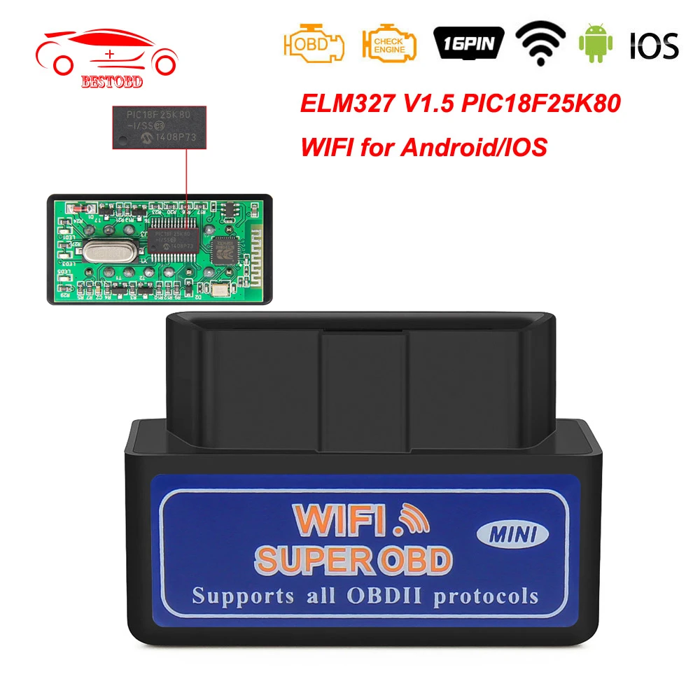 Автомобильный диагностический сканер V1.5 ELM 327 OBD2 Bluetooth 4 0 wifi ELM327 PIC18F25K80 для Android/IOS OBD