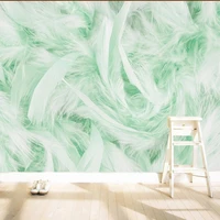 beautiful green feather photo wallpaper living room sofa study background wall cloth modern creative art murals papel de parede