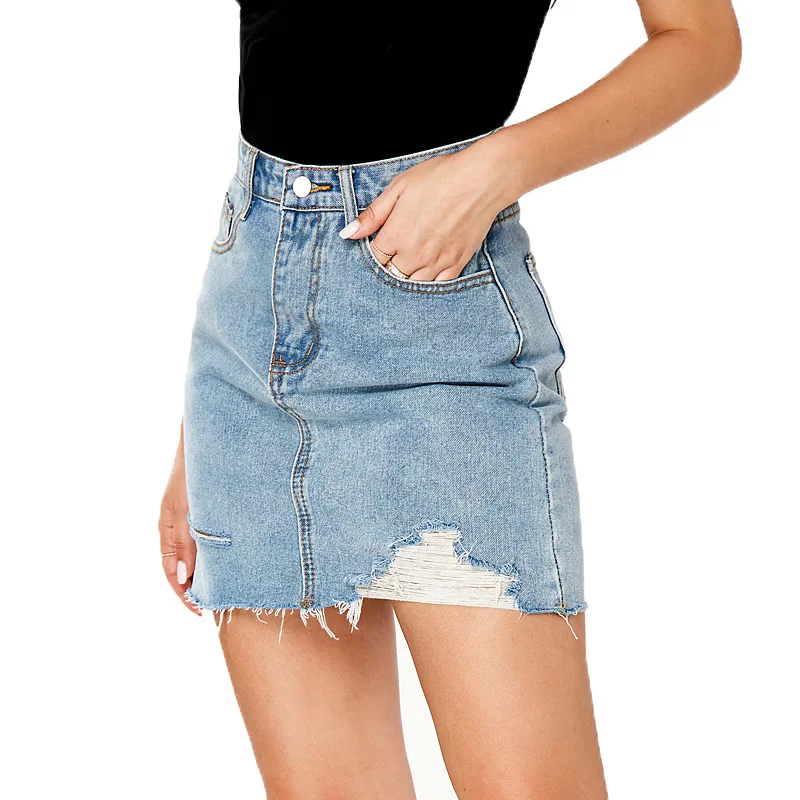 

Summer ripped women's bag hip skirt half-length denim women
