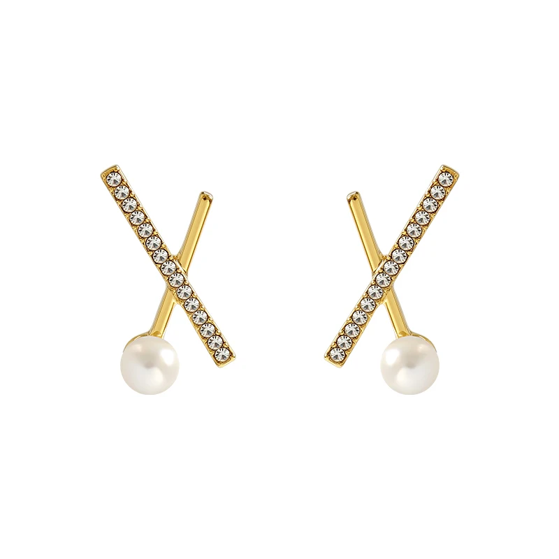 

Earrings 2020 Trend Cross Pearl Earrings Classic Geometric Elements Female Earrings Zinc Alloy Sexy Party Female Jewelry