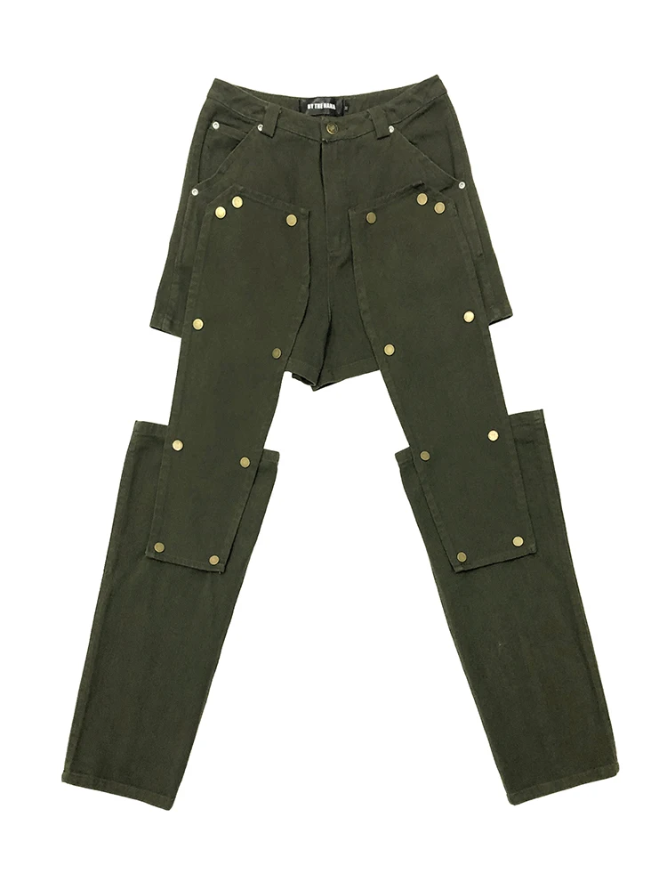 DEAT 2020 новые летние модные уличные женские брюки с высокой талией имитация двух