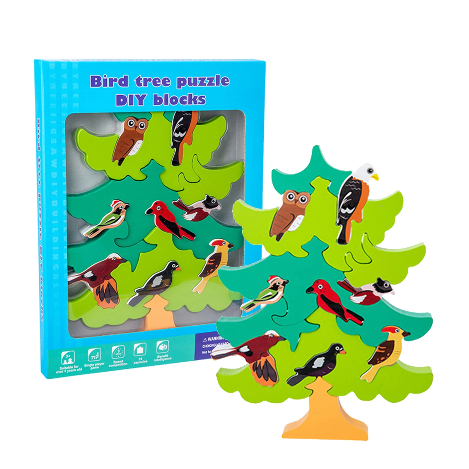 

New Wooden Puzzles Tree Of Birds Stacking Puzzle Blocks Toys Well Designed Gift For Kids-parents Meaningful Game