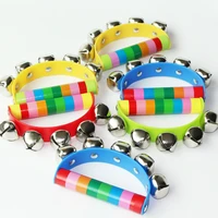 1pc rainbow baby play 5 jingle toys rainbow wooden ring baby rattles stroller toys educational teething toys random delive