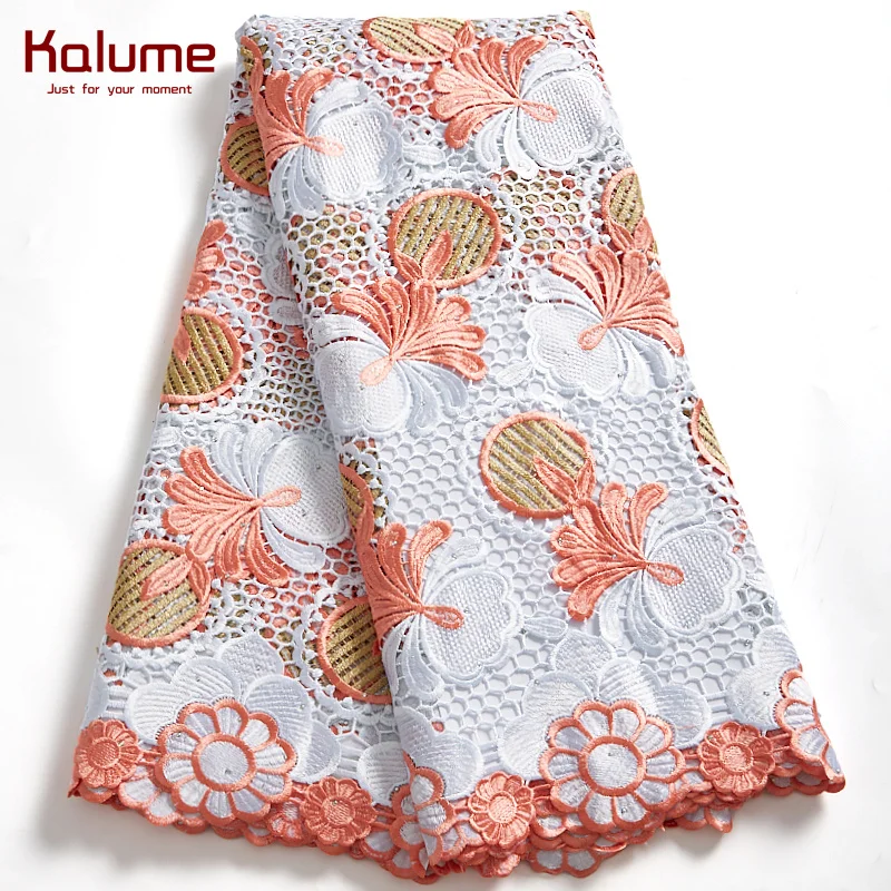 Kalume гипюровая Кружевная Ткань 5 ярдов, Африканское кружево 2021, высокое качество, нигерийский гипюровый шнур, ткань для вечерние ринки, «сдел...