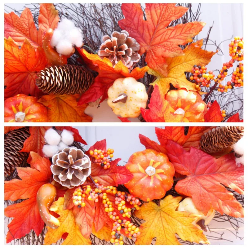 

Thanksgiving Christmas Flower Garland Ornaments Simulation Rose Doors Decorated Round-shaped Artificial Flowers Wreath Lintel