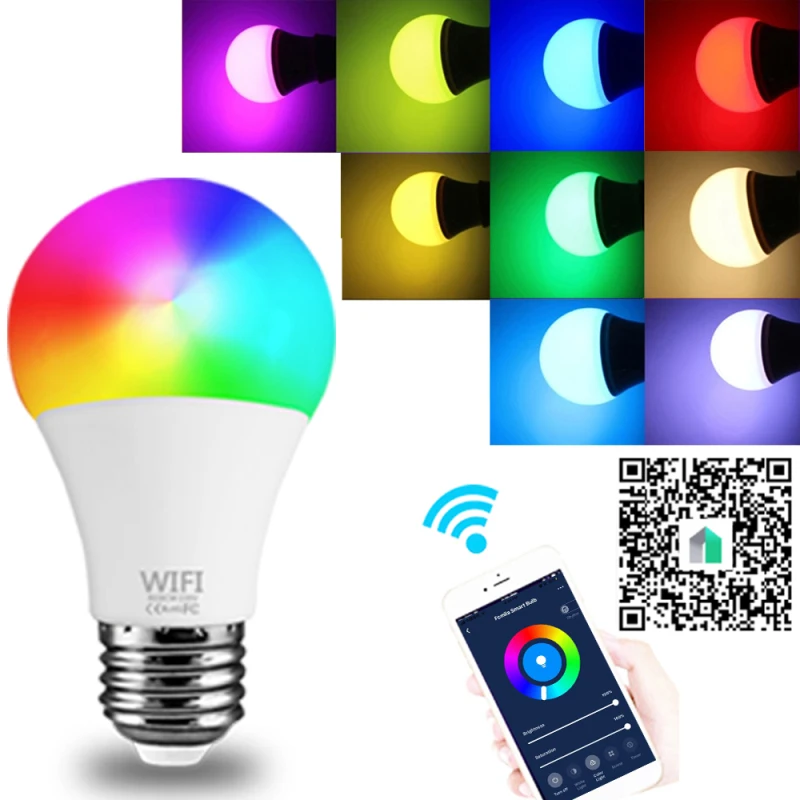 15W WiFi умный светильник лампочка E27 B22 затемнения RGB + CCT лампы голосового Управление