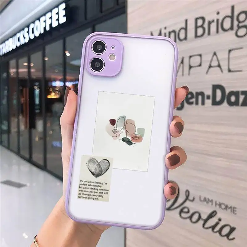 

Artistic Face Letter Phone Cases matte transparent For iphone 7 8 11 12 plus mini x xs xr pro max cover