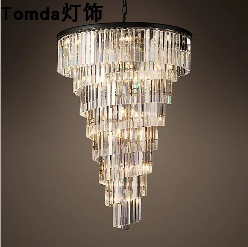 売る アメリカスパイラルクリスタルクリエイティブリビングルームレストランホテルクラブヴィラライト高級アートアンバー灰透明シャンデリア