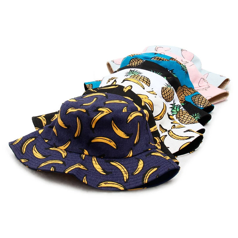 В стиле хип хоп с принтом фрукты ведро шляпа Для женщин мужская пара Летние