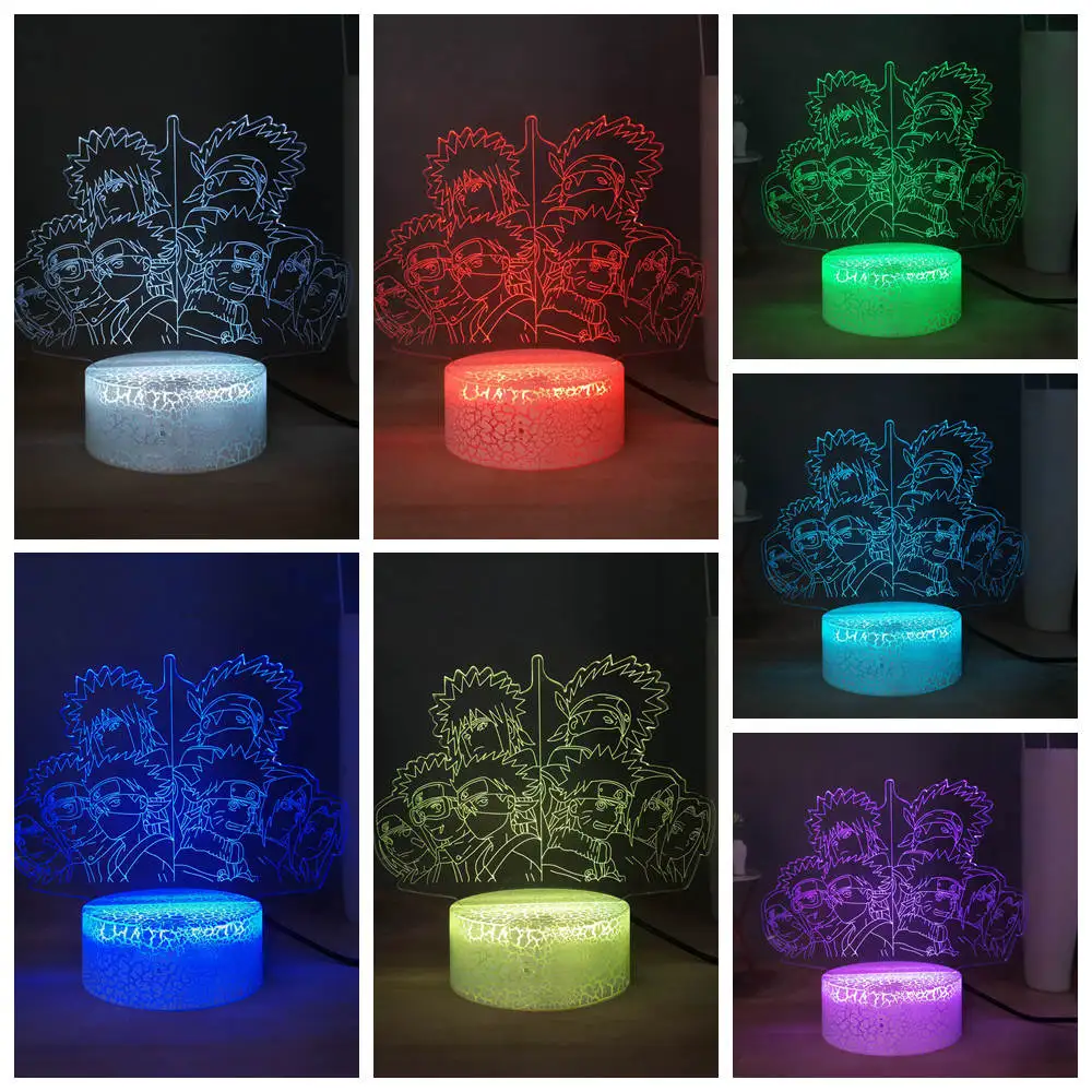 Светодиодная лампа ночник светильник фигурки Наруто 7 цветов настольная