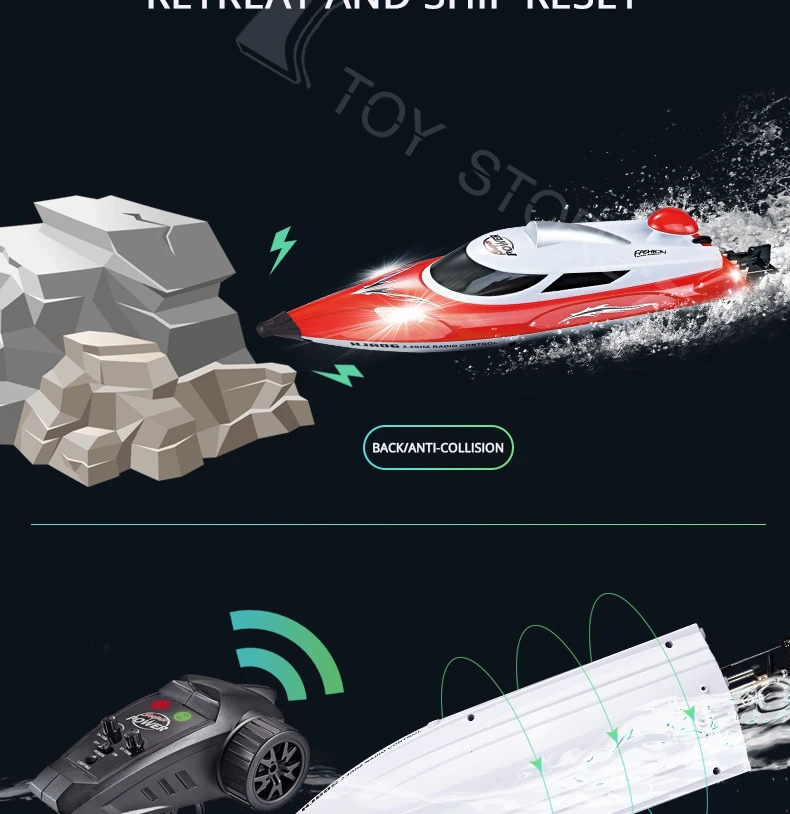 HJ806 Electric RC Boat 35KM/H High Speed Radio Remote Controlled Speedboat Racing Ship Steerable Boats Toy VS Feilun FT012 FT011
