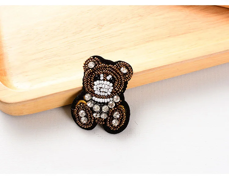 Аппликация для одежды мини-медведь 1 шт. Стразы ручной работы вышитые бисером