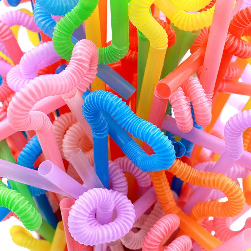 100 шт. сверхдлинные гибкие пластиковые соломинки для питья вечевечерние | Дом и