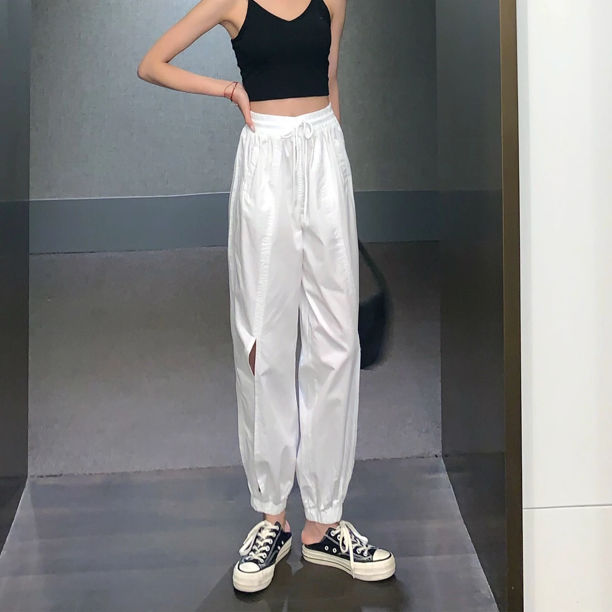 Женские облегающие брюки в Корейском стиле интернет знаменитости белые