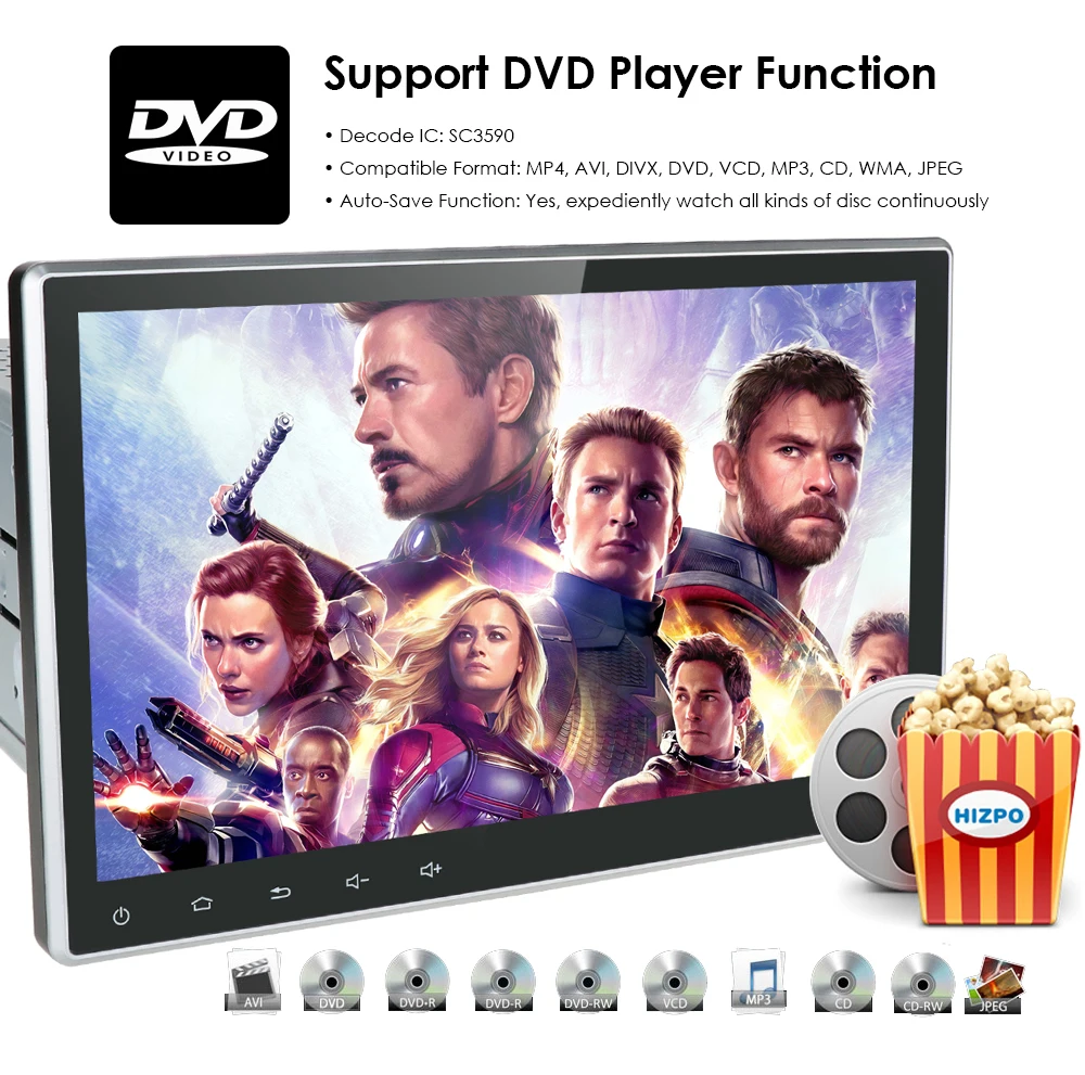 10," 2Din Android 9,0 универсальный автомобильный стерео радио gps навигация нет-DVD поддержка 4G wifi Bluetooth Зеркало Ссылка с 4 Гб+ 64 ГБ