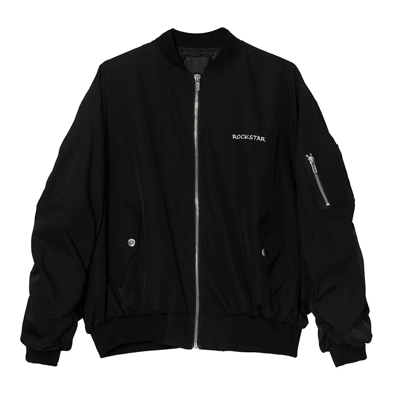 

IEFB Mens Clothing 2021 Autumn New Korean Streetwear Loose Design Fashion Oversized Black Jacket Zipper Folded Long Sleeve Coat