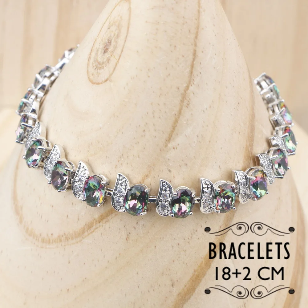 Набор свадебных украшений из серебра 925 пробы с радужным цирконием