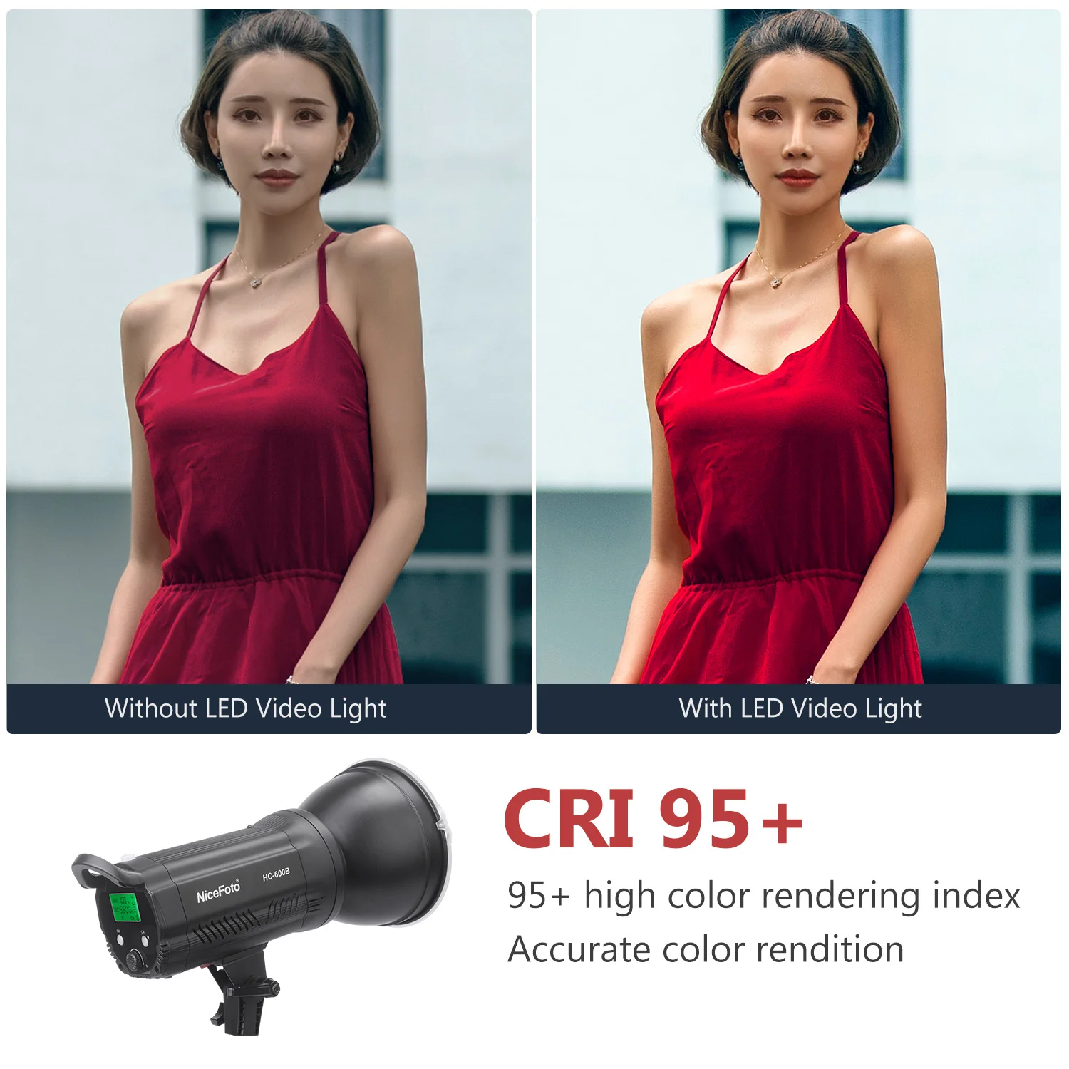 

NiceFoto Photography LED Video Light Lamp FSK 2.4G Remote Control CRI95+ 3200K/5600K with Color Filters LCD Display for Studio