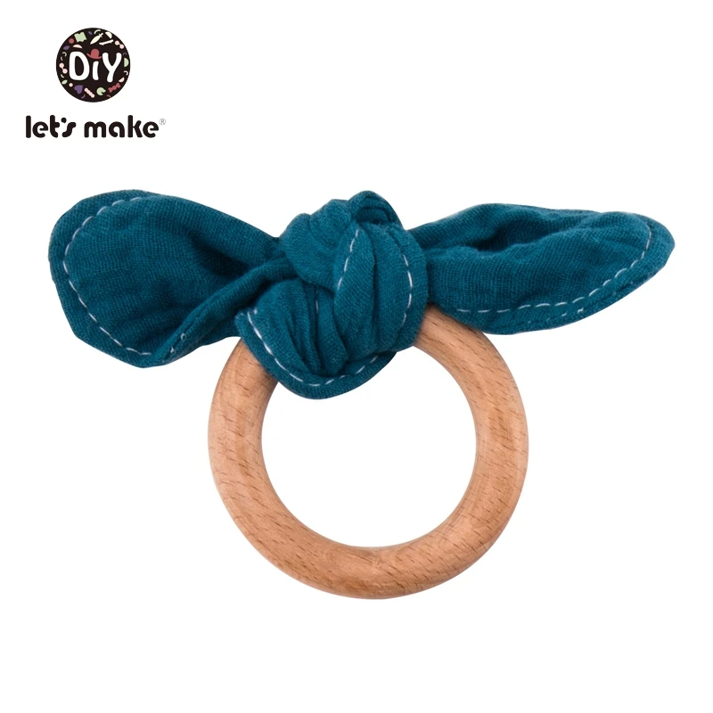 rabbit ring blue Давайте сделаем деревянный зубопрорезыватель соски зажимы цепь держатель для соски слюни нагрудники животное Дерево грызун 1 шт. Подарочная коробка Детские Прорезыватели - Цвет: rabbit ring blue