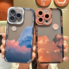 Чехол для iPhone 13 Pro Max, романтичный ударопрочный чехол для телефона с изображением заката, облаков для iPhone 11, 12 Pro, Max, XS, XR, X, 8, 7 Plus, мягкий чехол