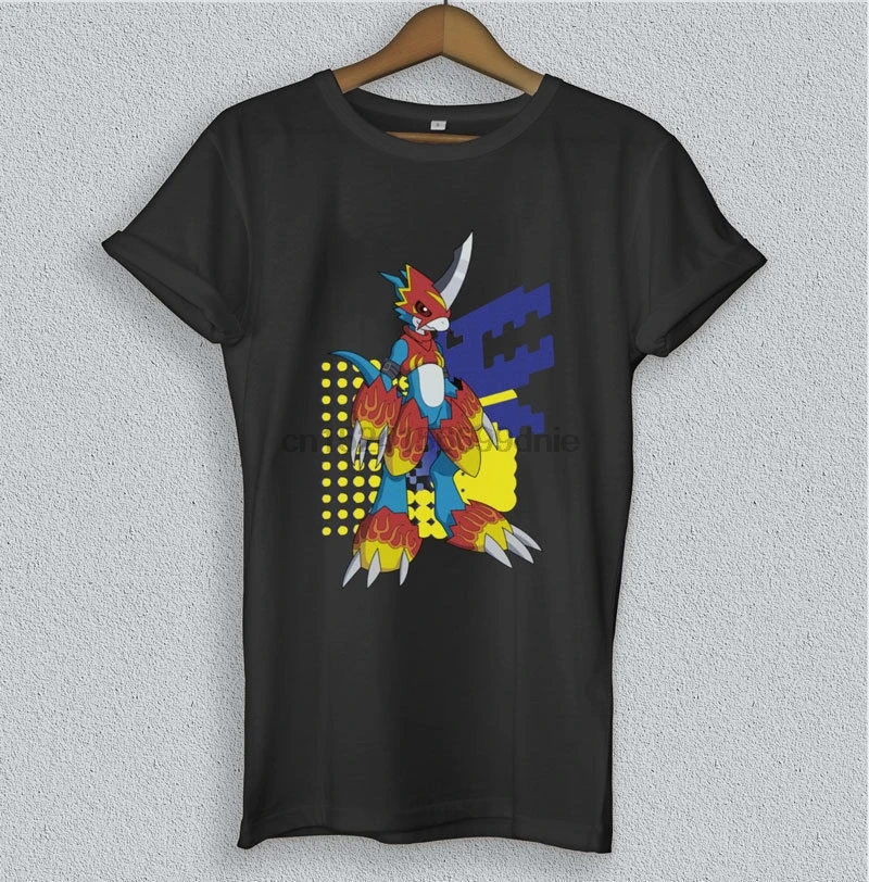 Ограниченная серия Flamedramon Digimon 2 аниме Мужская черная футболка Размер S-5XL | одежда