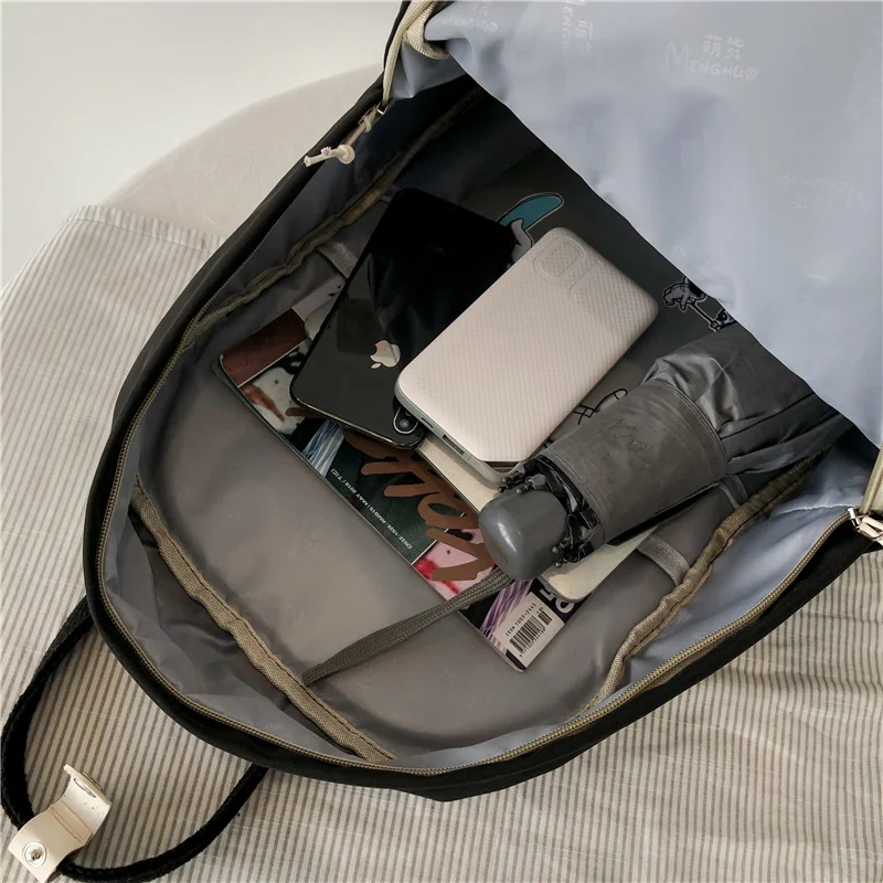 

DIFA Panelled Waterproof Nylon Women Backpack Female Multiple Pockets Ring Buckle Travel Bag Schoolbag For College Girls Bagpack