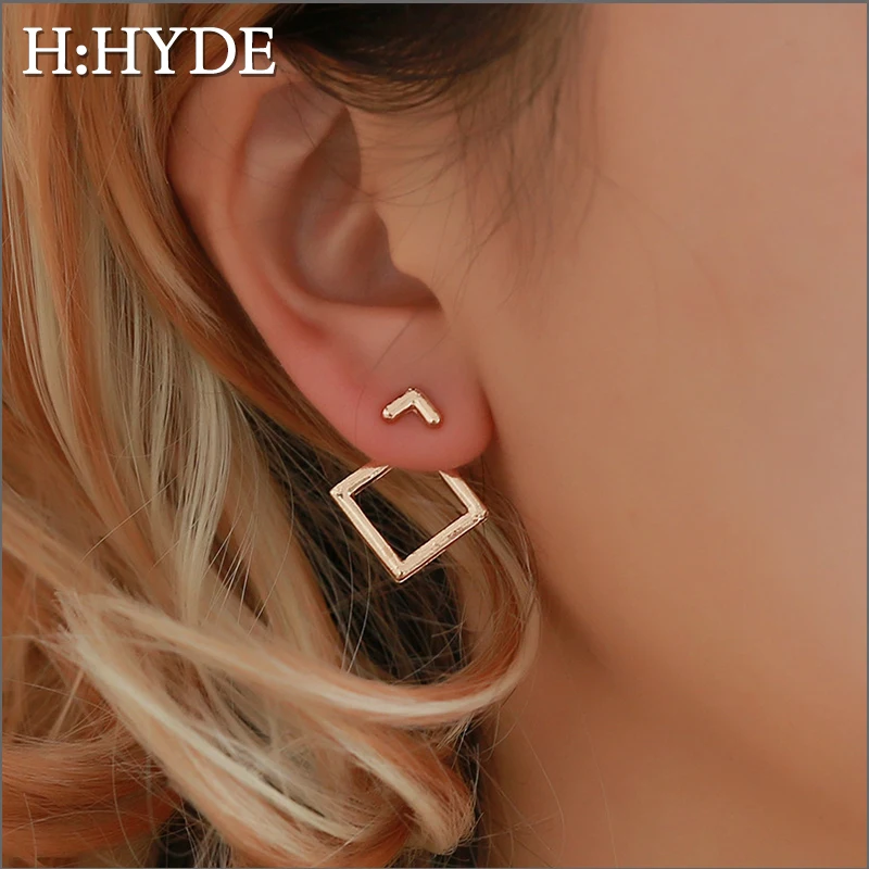 H: HYDE милые серьги гвоздики квадратные уникальный дизайн Маленькие