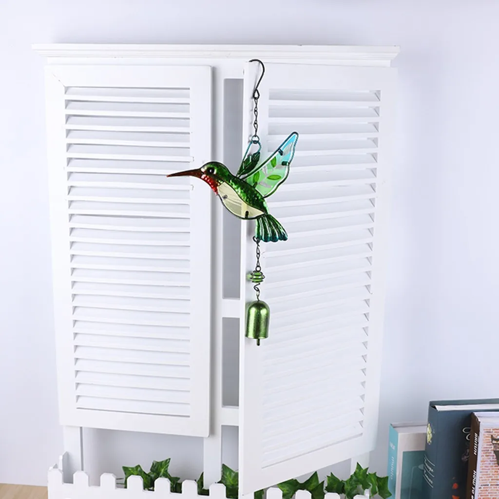 

1PC Painted Hummingbird Rust-proof Metal Wind Chime Hanging Room Decoration Wind Chimes Hanging Decorations 2021 New