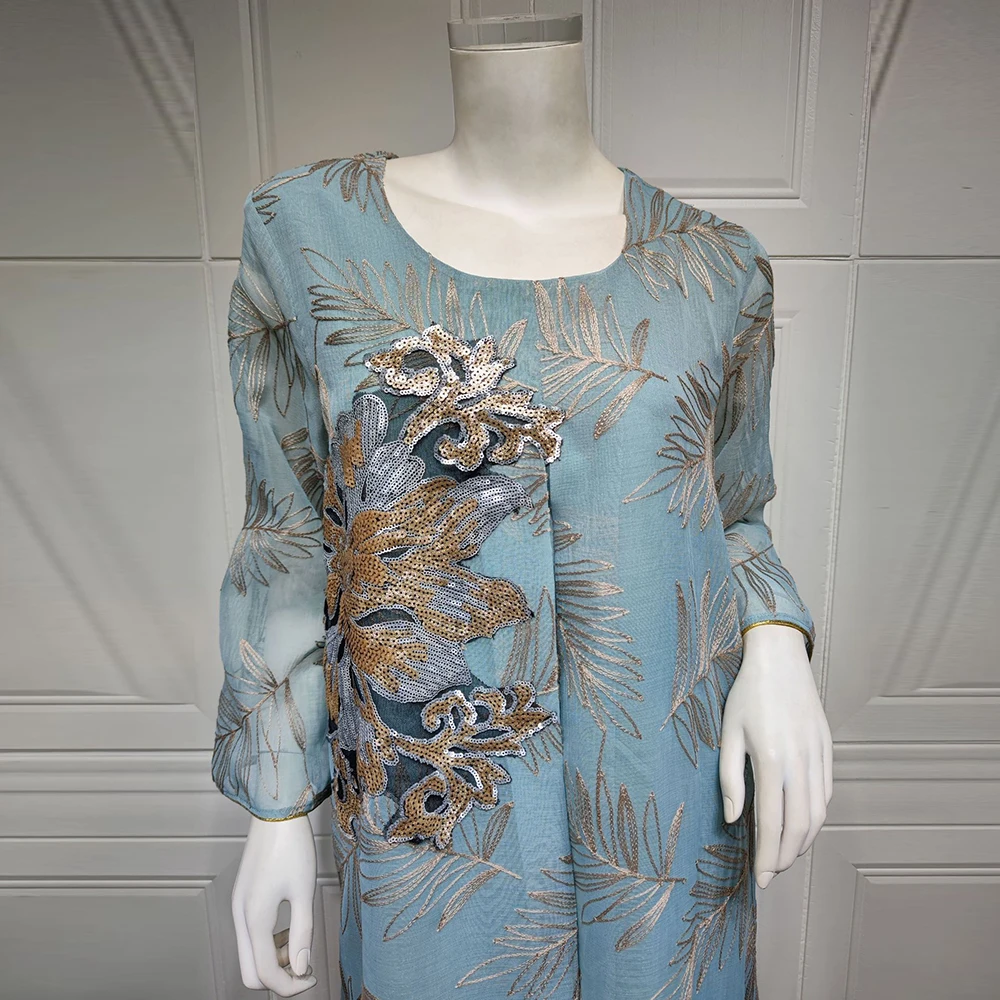 Модное платье Рамадан ИД с блестками и бисером мусульманское женское из двух