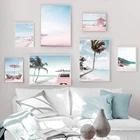 Морское пляжное кокосовое дерево небо облако раннее озеро настенная Картина на холсте скандинавские постеры и принты настенные картины для гостиной
