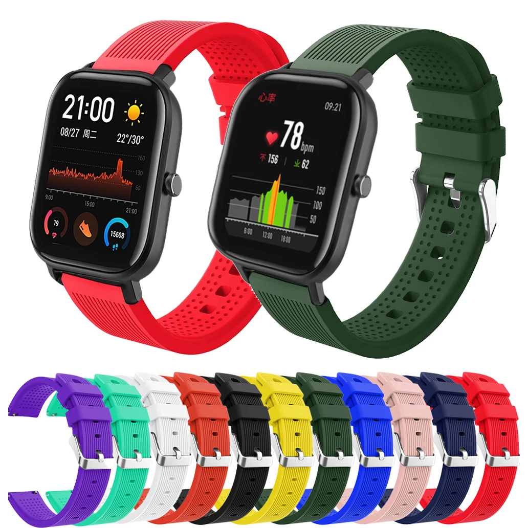 Ремешок силиконовый для Xiaomi Huami Amazfit GTS Bip BIT PACE Lite Youth спортивный браслет наручных