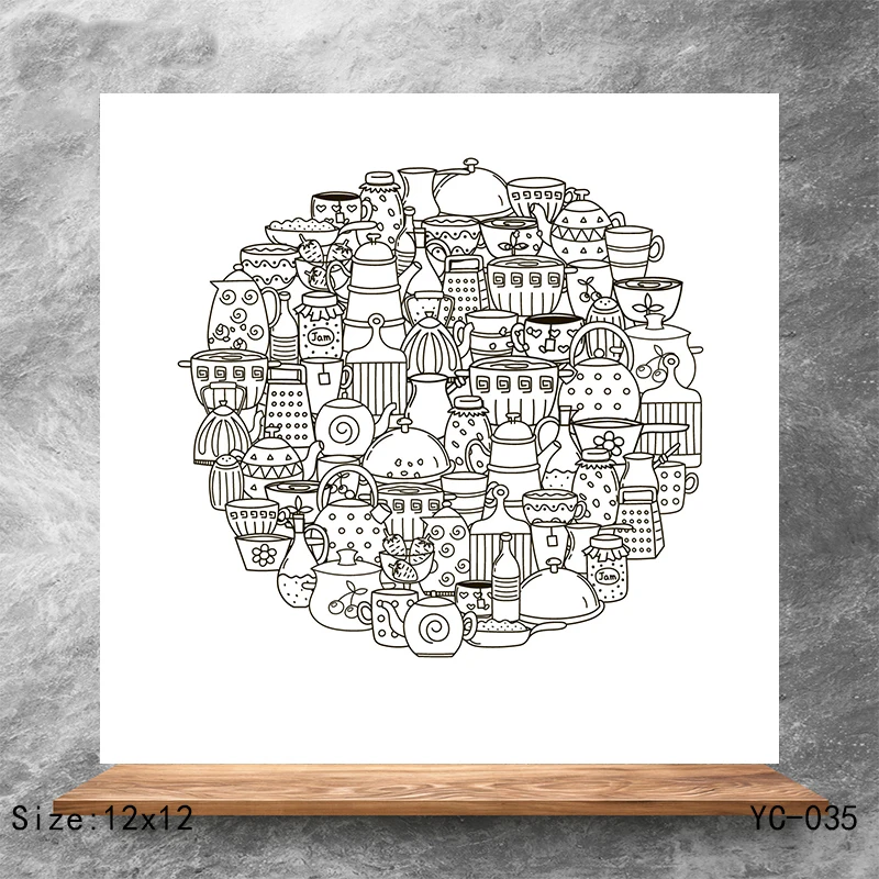 

ZhuoAng Tea set Clear Stamps/Silicone Transparent Seals for DIY scrapbooking photo album Clear Stamps