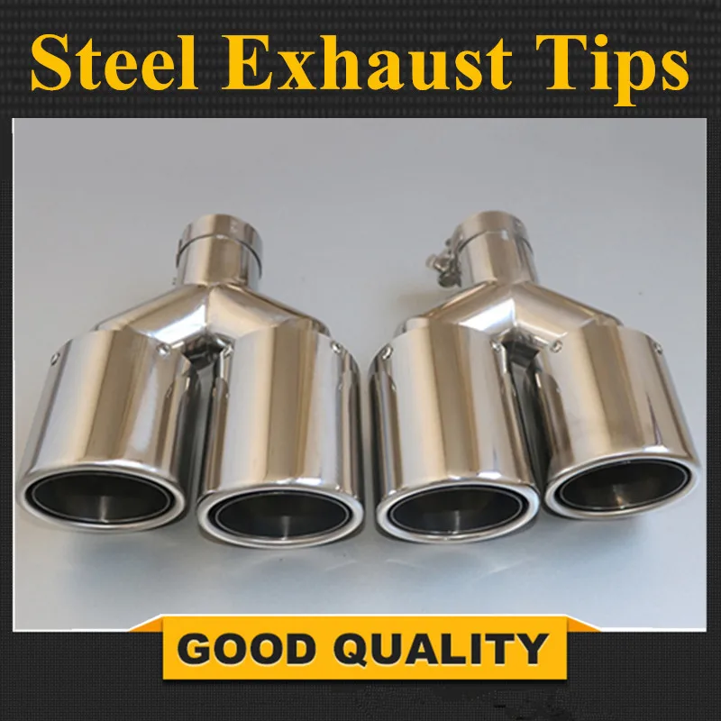 

2PCS: 63mm Inlet 89mm Outlet Stainless Steel Car Exhaust Tip Exhaust Muffler Universal Dual Tips for any cars