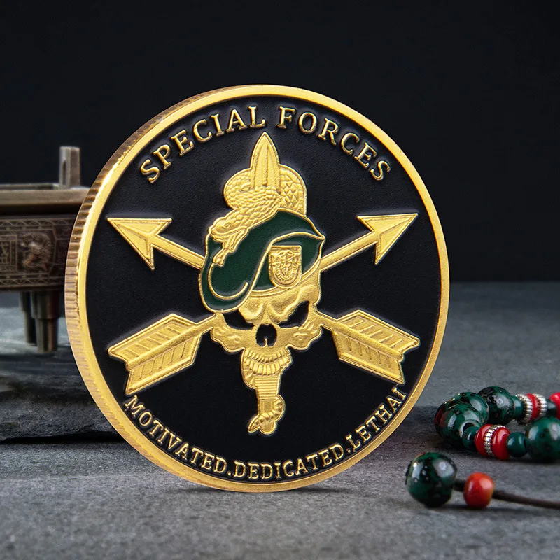 

Gold Plated Coin Collectible USA Skull Special Forces Military Collection Coins Decorations and Medals Souvenirs Men Gifts