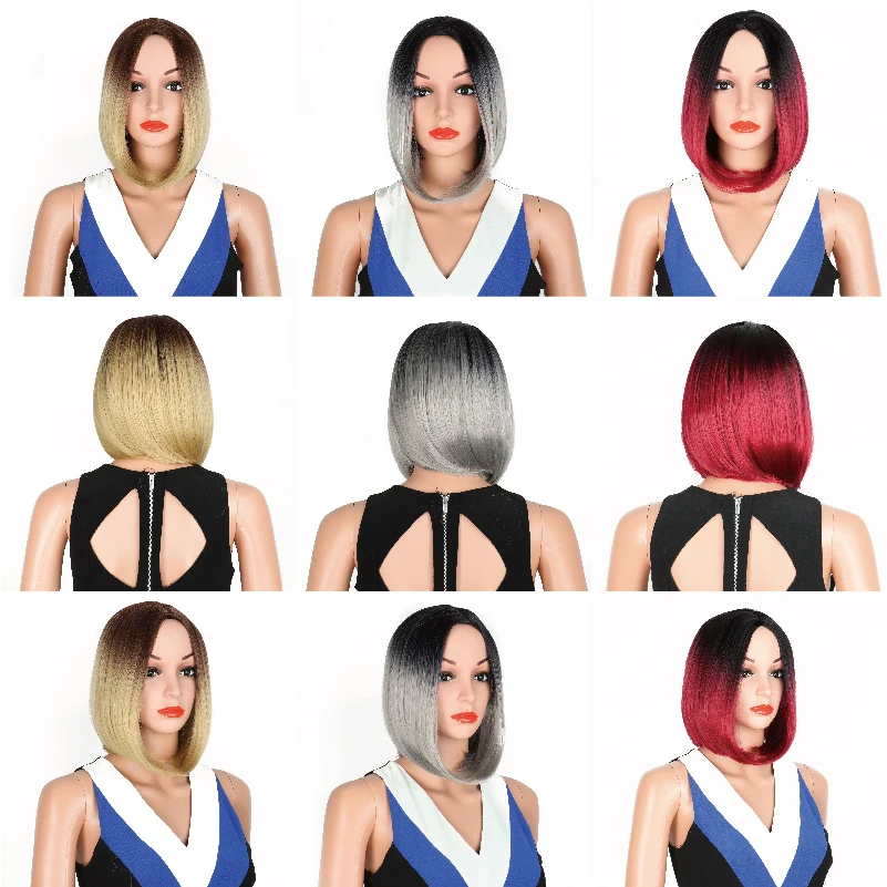 Короткий Боб синтетические парики для черной женщины без челки средняя часть