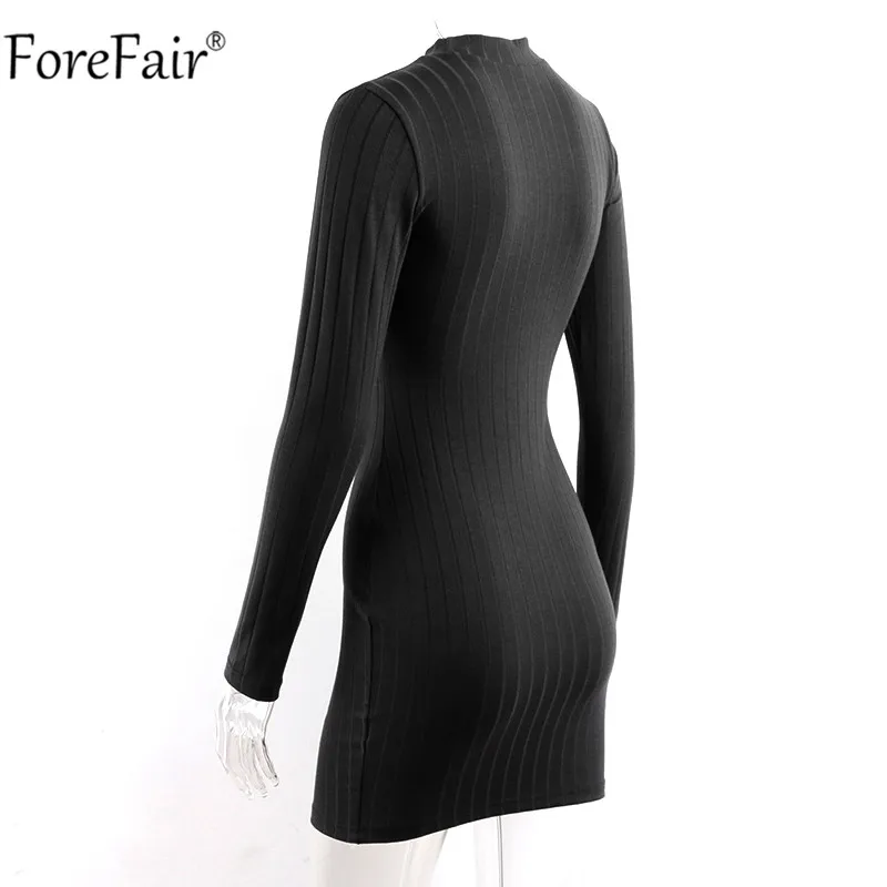 Forefair, длинный рукав, Kint, водолазка, женское мини платье, осень, зима, сексуальное, повседневное, черное, зеленое, вечерние, облегающее платье