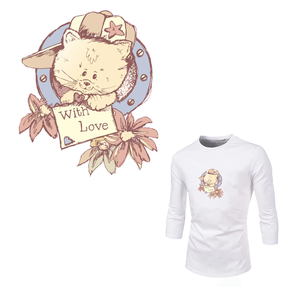 Симпатичные нашивки с надписью Love Cat тепловые для детей бытовые приклеиванием