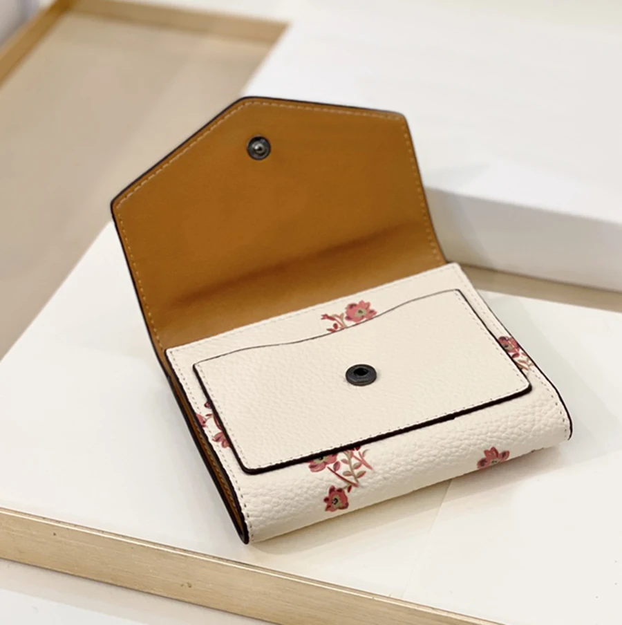 

New floral painted wallet leather women's card wallet female large-capacity credit card folding clutch purse card holder