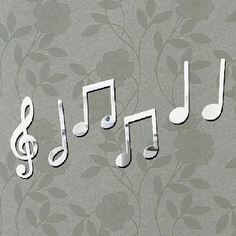 Музыкальные нотки модные зеркальные наклейки резные настенные Практика