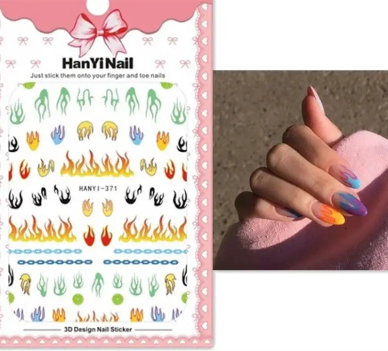 1 лист пламени наклейки для ногтей лак задний клей деколь декорации дизайн советы